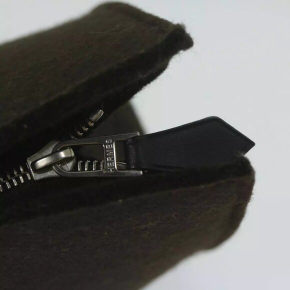 HERMES Pouch Wool Brown Auth - Picture 6 of 15